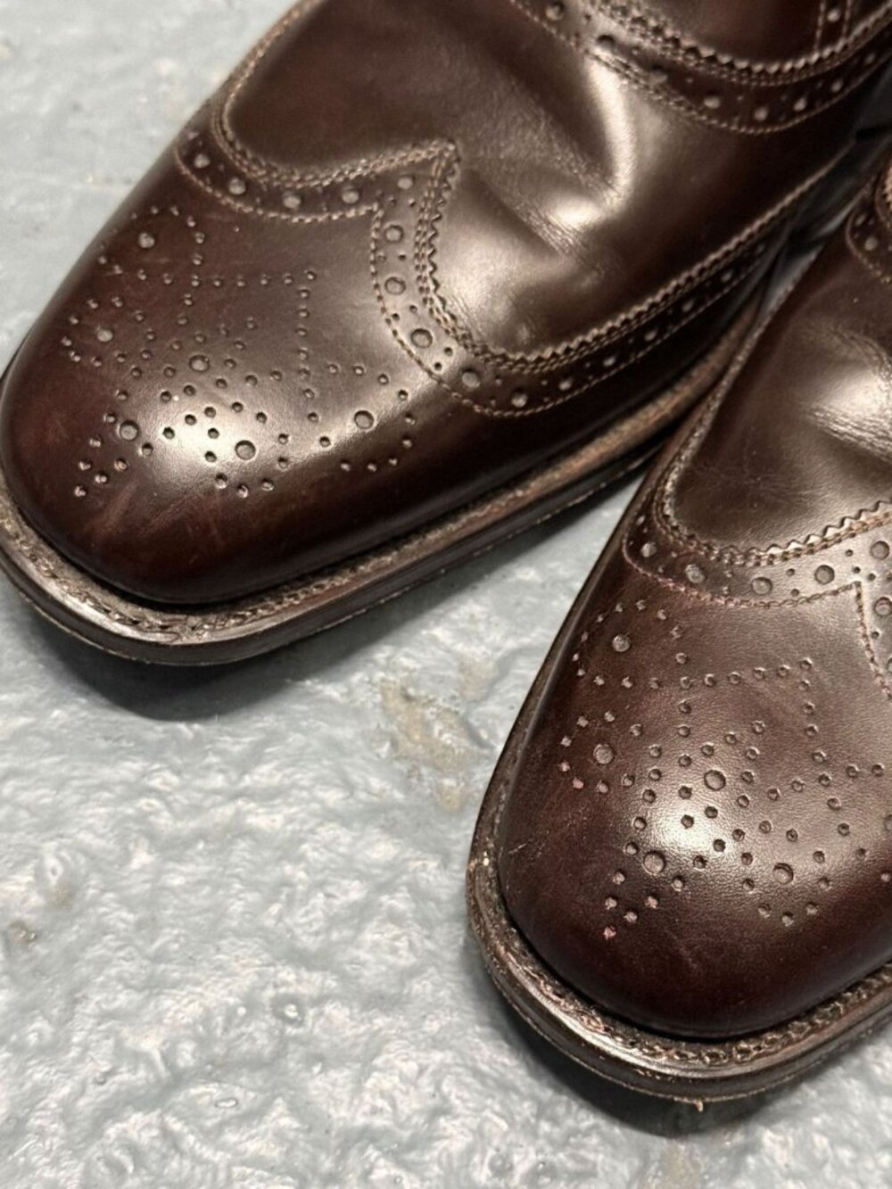 SALVATORE FERRAGAMO TRAMEZZA Dark Brown Brogue Wingtip Leather Shoes Sz 10.5 EE - Picture 13 of 13